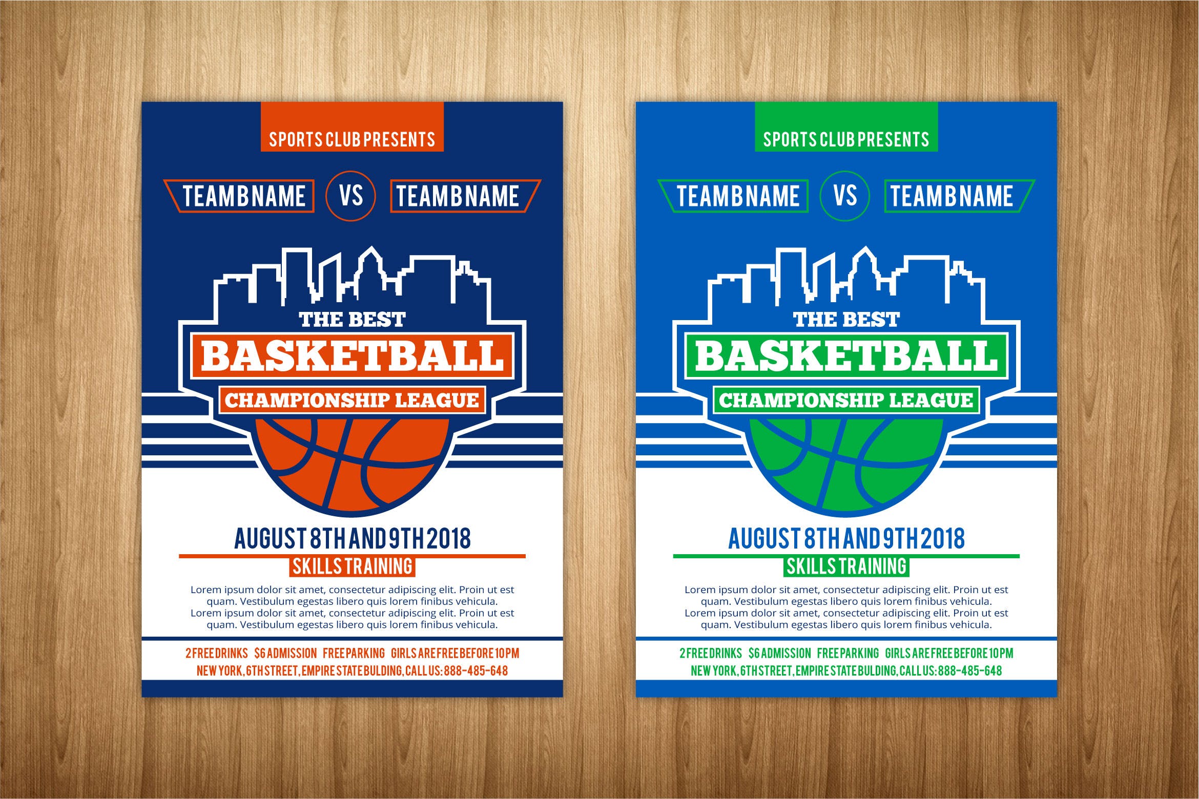 篮球比赛体育赛事海报设计模板 basketball flyer template插图