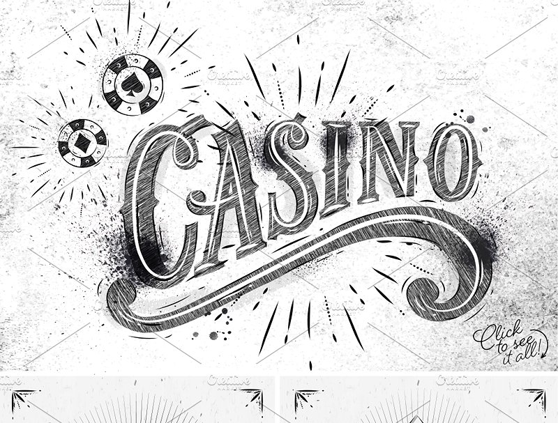 复古风格赌场标志矢量图形 Casino Symbols插图(1)