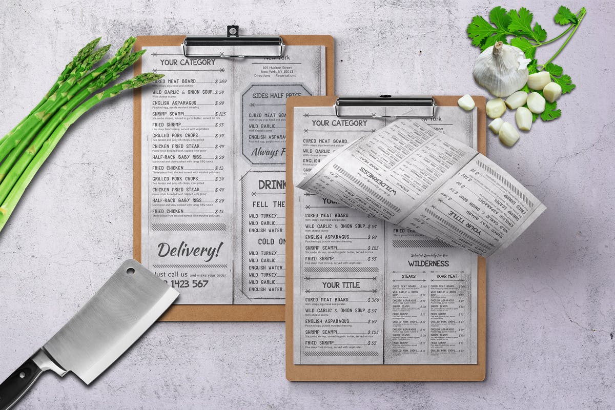 复古简约设计风格餐厅菜单设计模板 Vintage A4 & US Letter Menu插图