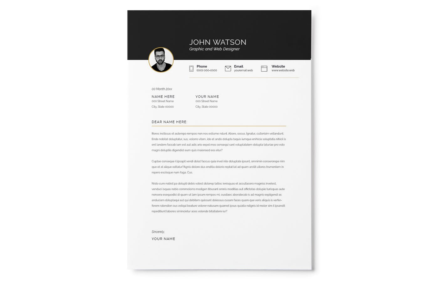 黑白简约风个人简历＆介绍信版式设计模板 Resume + Cover Letter插图(3)