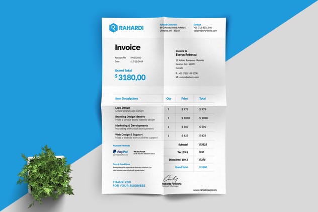 简约设计商业账单电子发票设计模板 Clean Simple and Minimal Business Invoice插图(2)