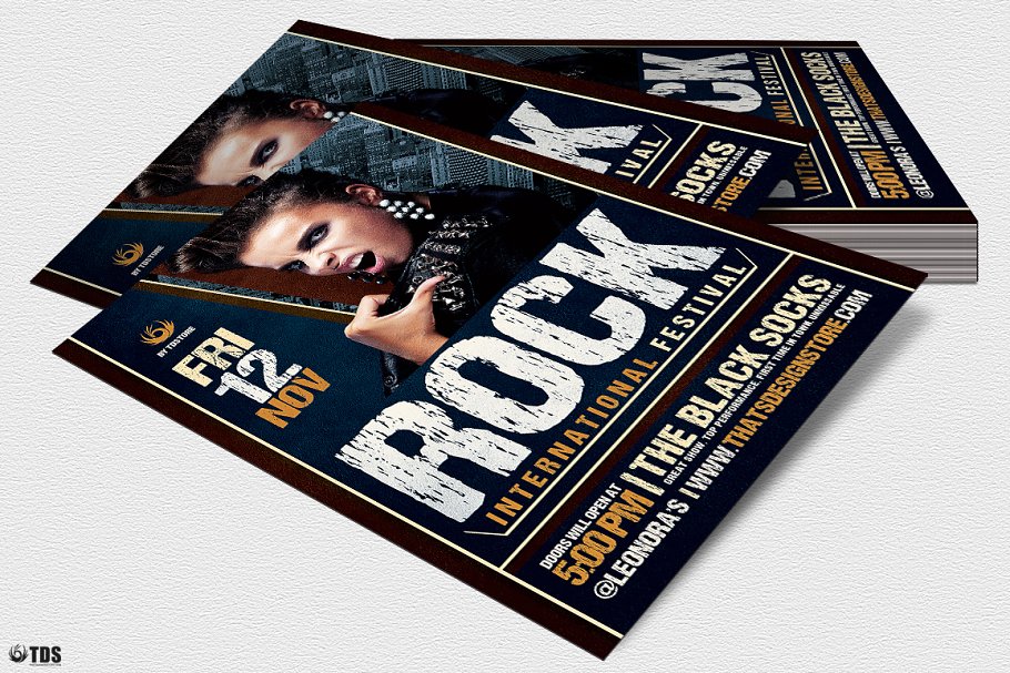 暗色调摇滚音乐节海报设计PSD模板V7 Rock Festival Flyer PSD V7插图(3)