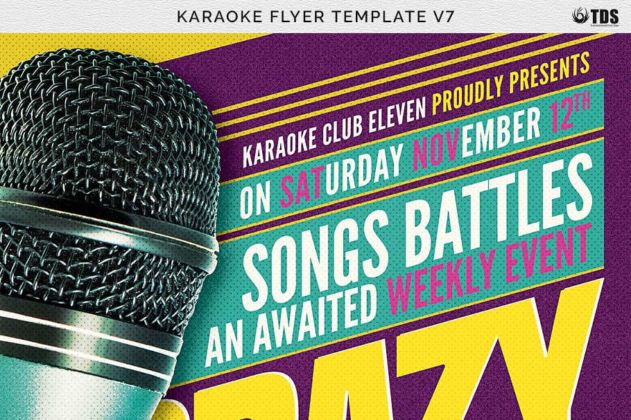 老式卡拉OK飙歌派对宣传PSD模板V7 Karaoke Flyer PSD V7插图(6)