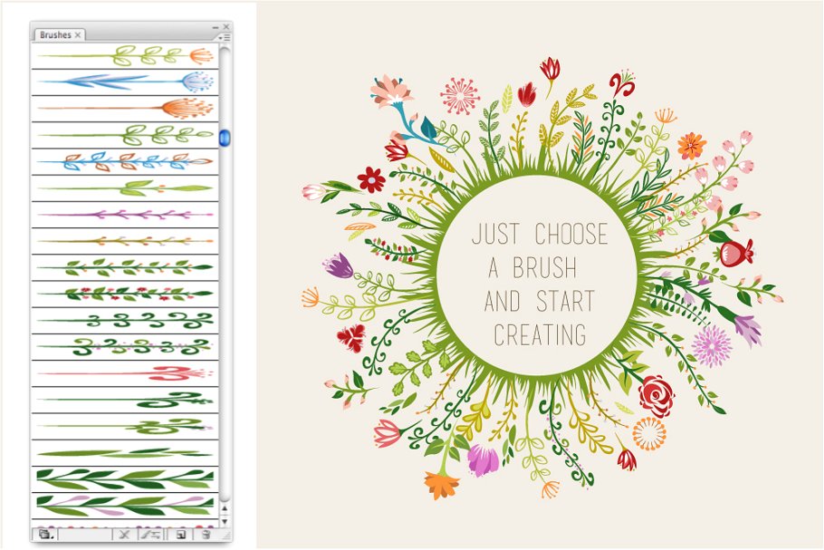 100多彩植物图案AI笔刷 100 Colorful botanical brushes插图(1)