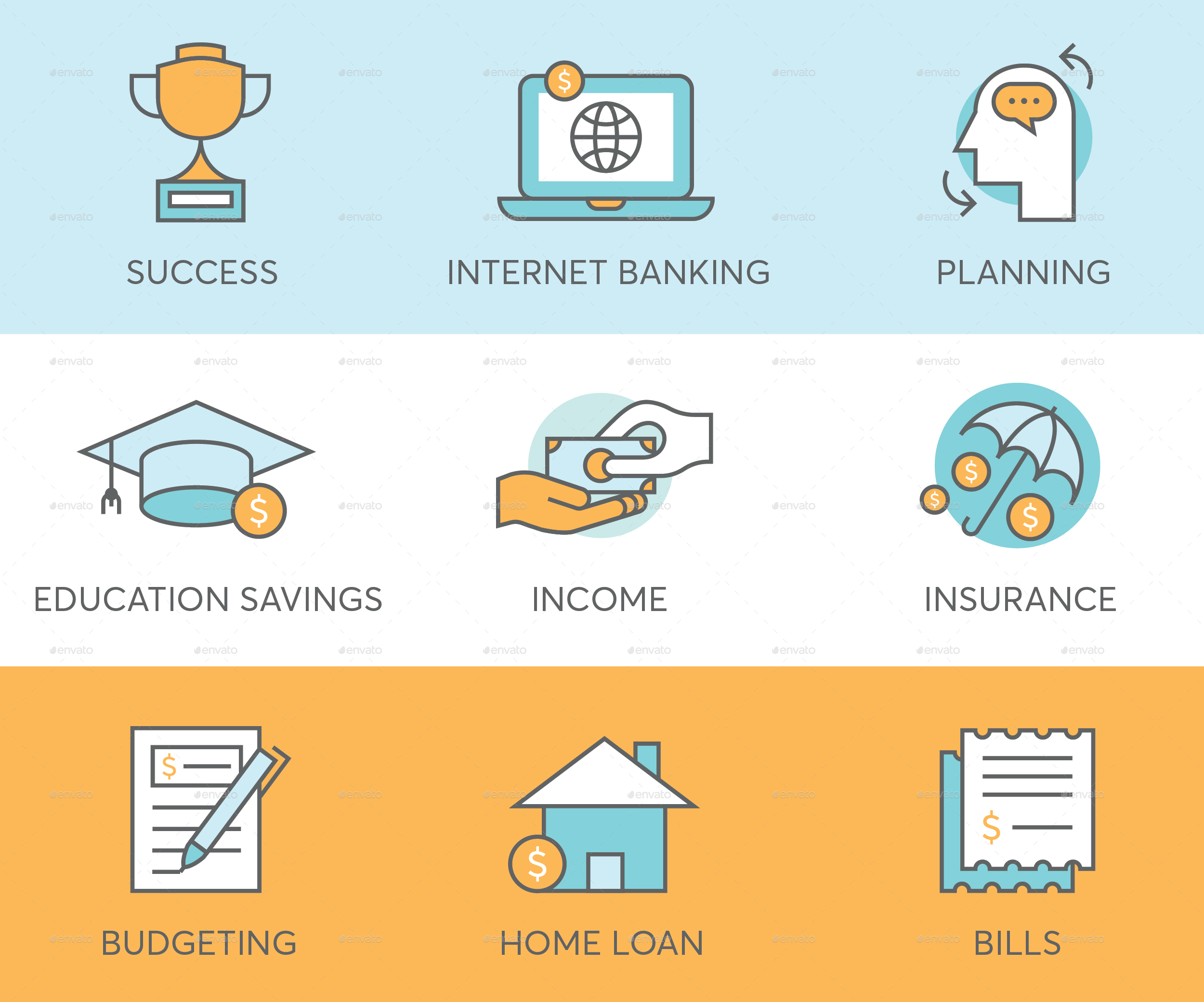 金融、支付和互联网主题图标集 Finance Icons插图(3)