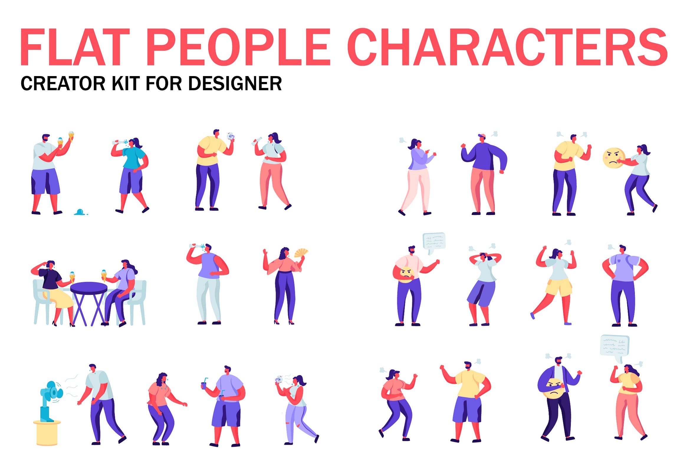 扁平化设计风格虚拟人物角色图形设计工具包v5 Flat People Character Creator Kit插图