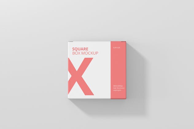 方形超薄尺寸包装盒子样机 Box Mockup – Square Slim Size插图(7)