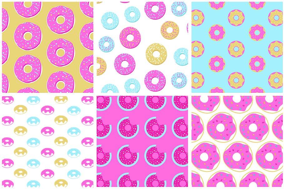 多彩糖粒和甜甜圈图案纹理 Sprinkles & Donuts Patterns插图(6)