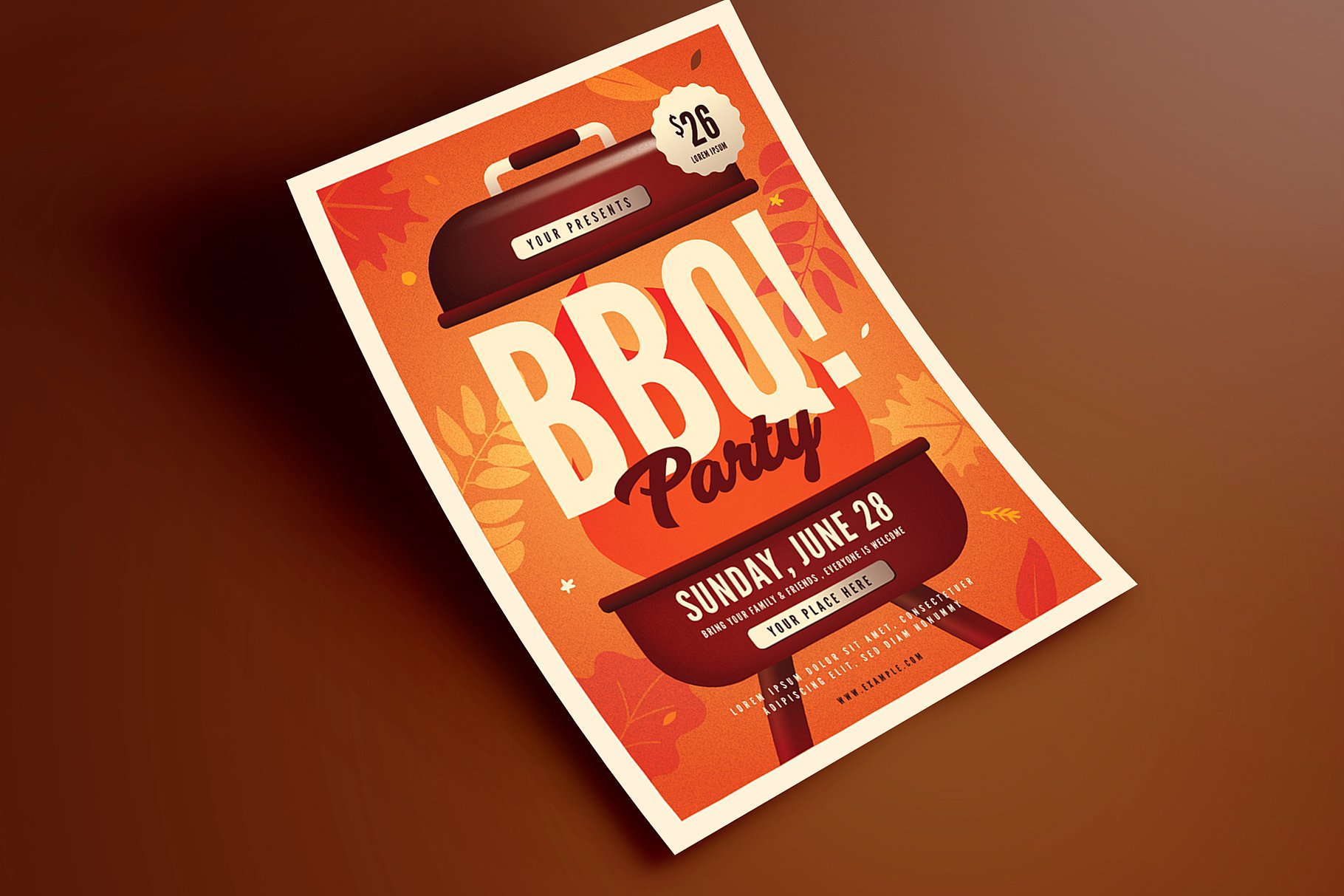 秋季烧烤派对海报设计模板 Autumn BBQ Party Flyer插图(2)