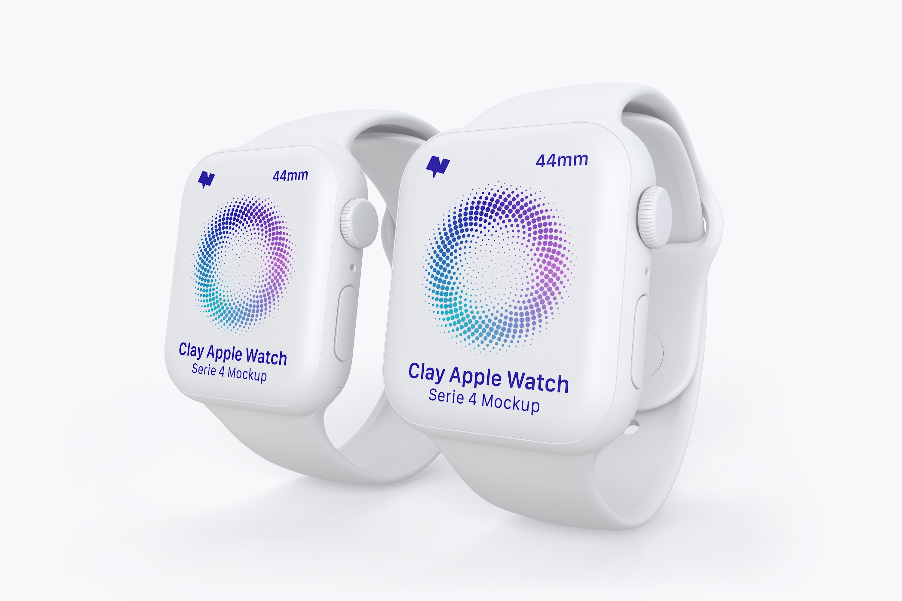 Apple Watch 4智能手表屏幕演示样机模板03 Clay Apple Watch Series 4 (44mm) Mockup 03插图