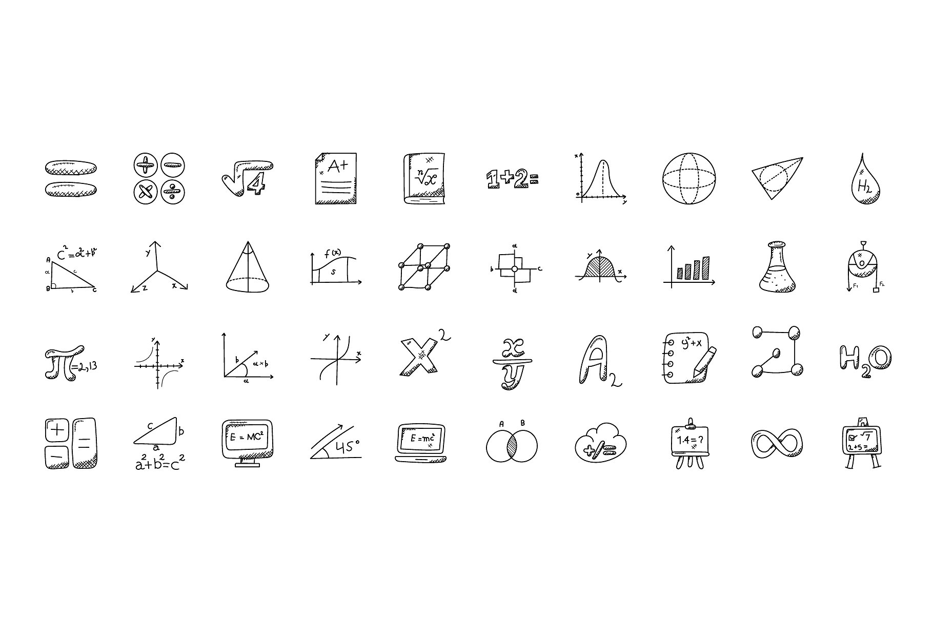 100枚数字涂鸦图标 100 Mathematics Doodle Icons插图(2)