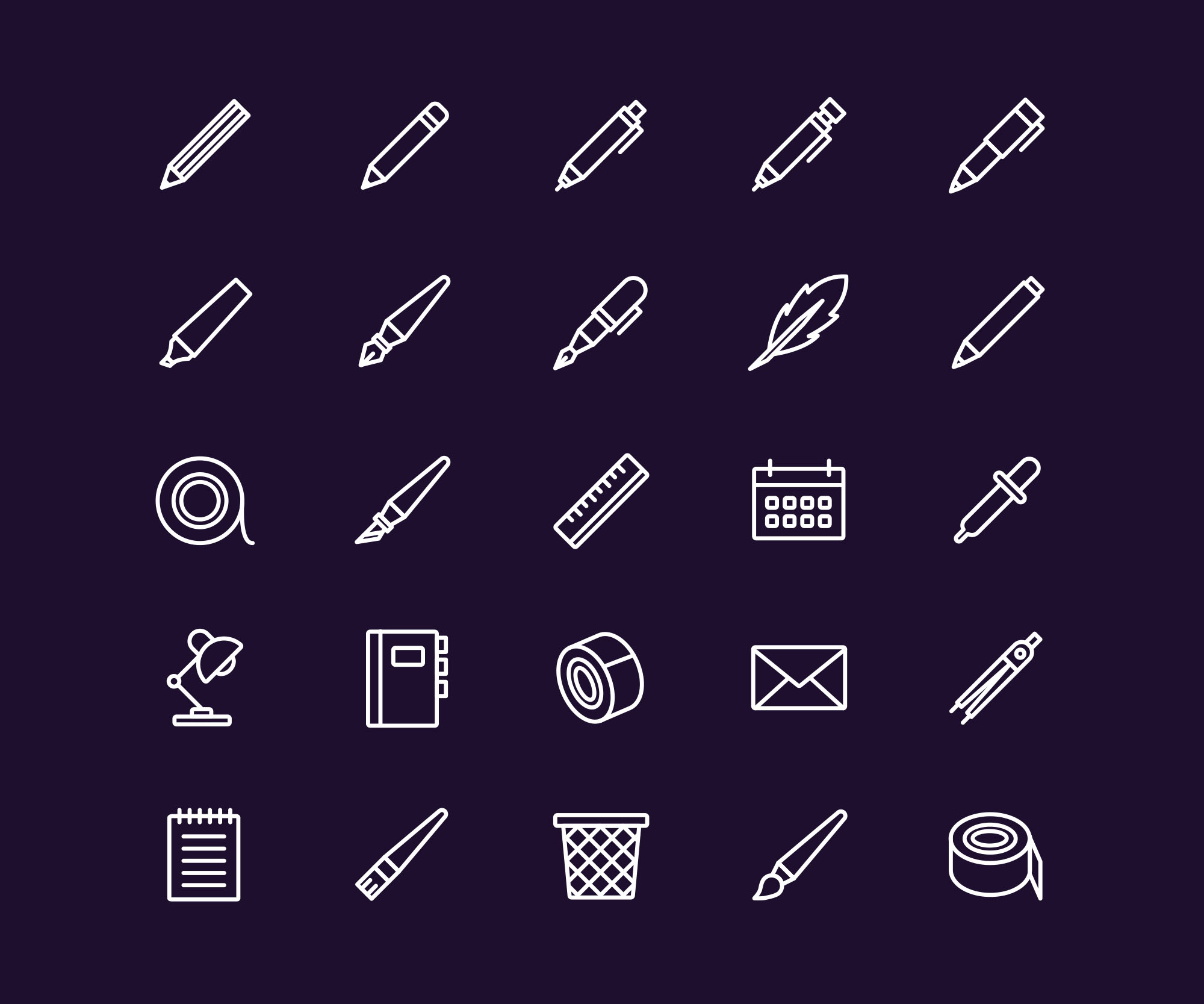 办公用品矢量图标素材 Stationery Icons Set插图(1)