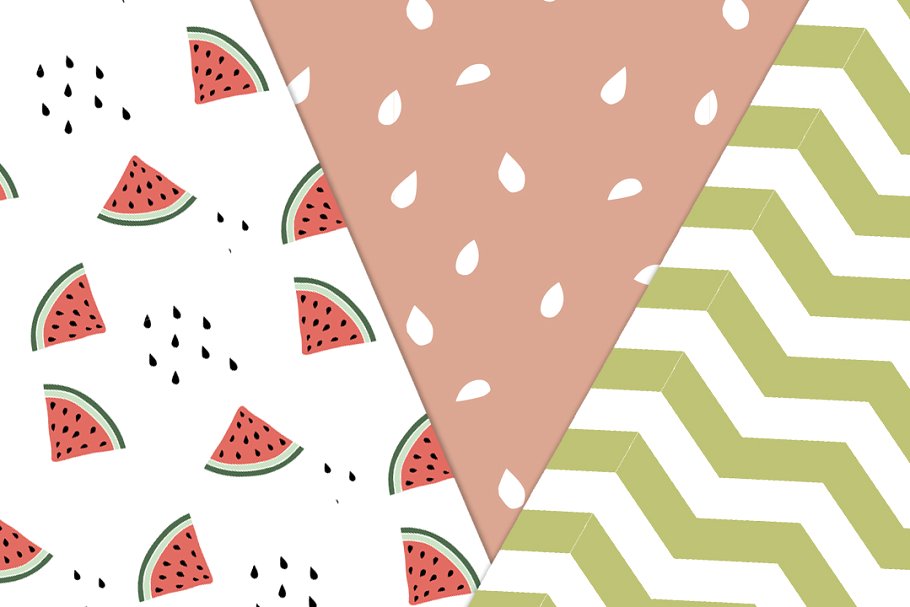 西瓜图案无缝纹理 Watermelon Seamless patterns插图(3)