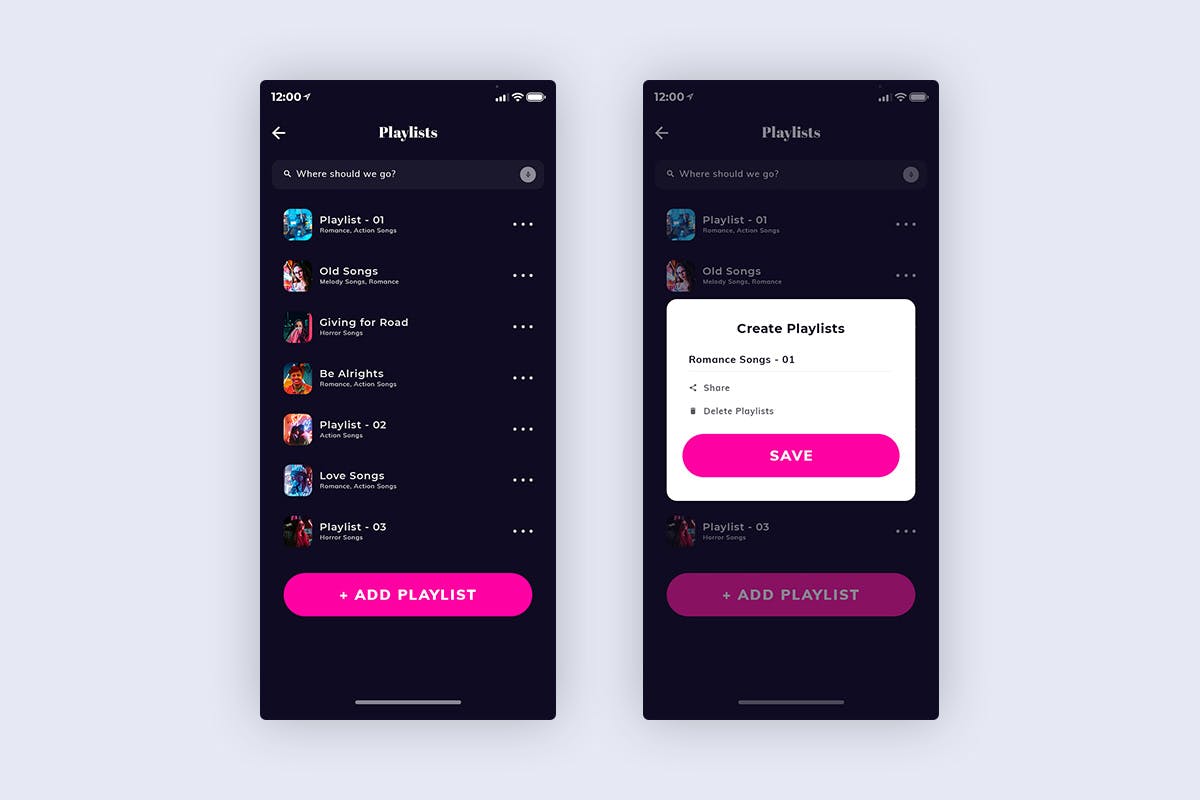 在线音乐播放APP应用UI设计套件[暗夜版本] Xonique-Music Mobile App UI Kit Dark Version插图(2)