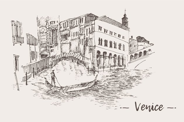威尼斯素描剪影画 Set of sketches of Venice插图