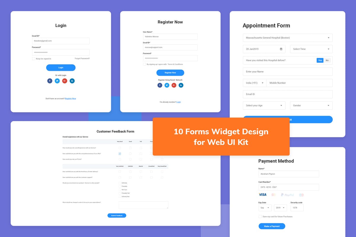 10款网页表单UI设计模板 10 Forms Widget Design for Web-UI Kit插图
