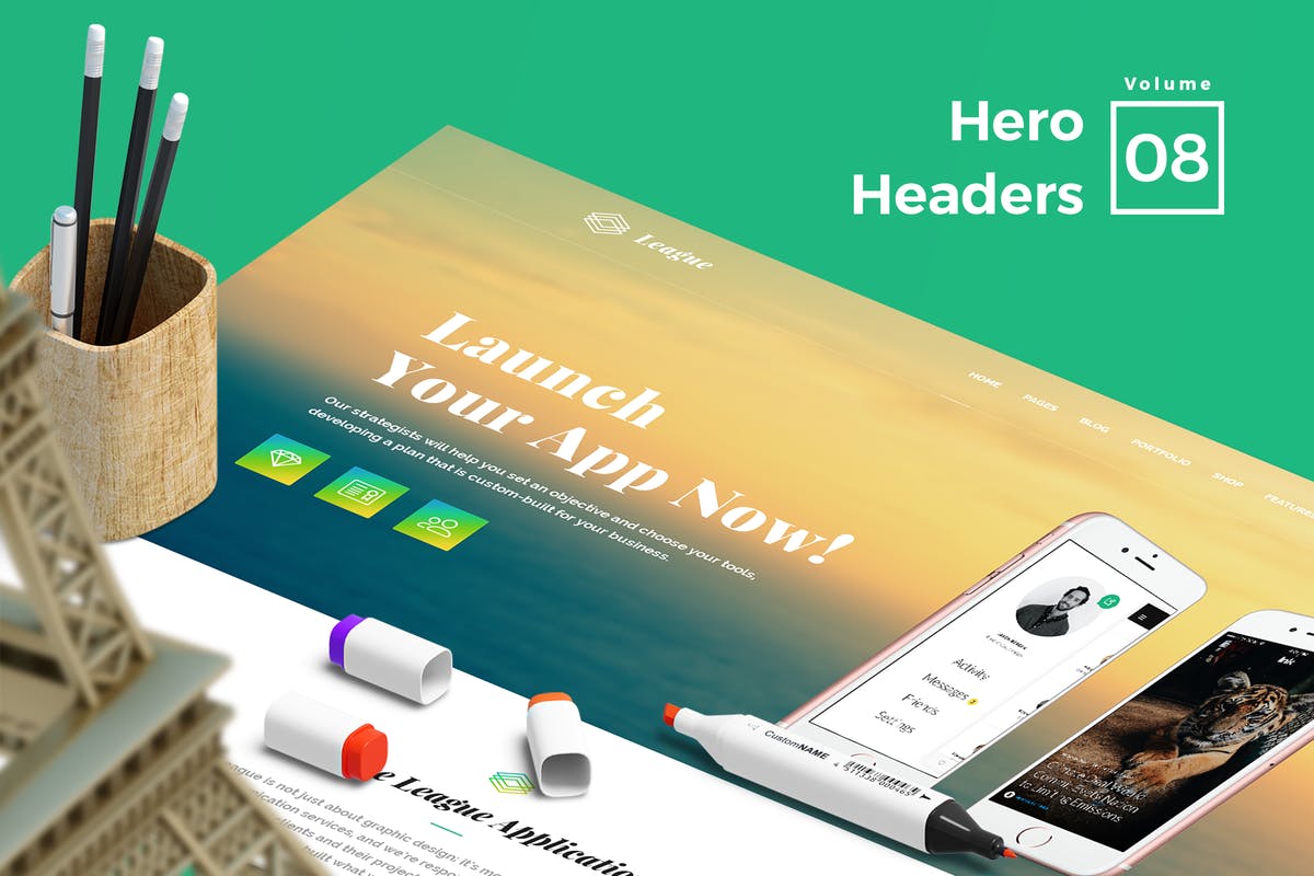 网站Header巨无霸头部设计网站设计素材V8 Hero Headers for Web Vol 08插图