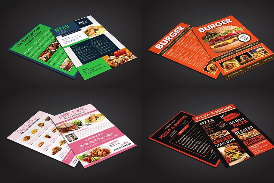 西式快餐菜单模板合集 Food Menu Flyer Bundle插图(3)