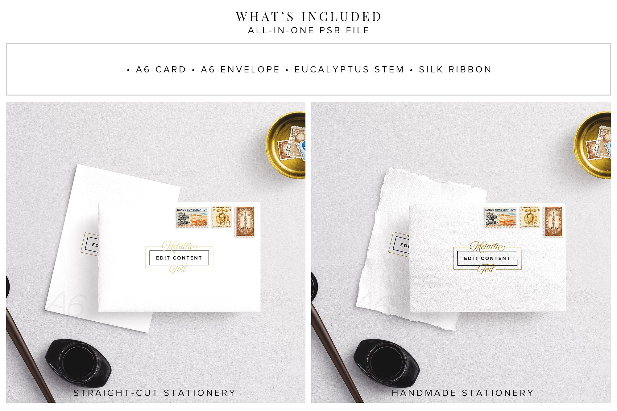 信封和卡片贺卡样机 Envelope & Card Mockup插图(1)