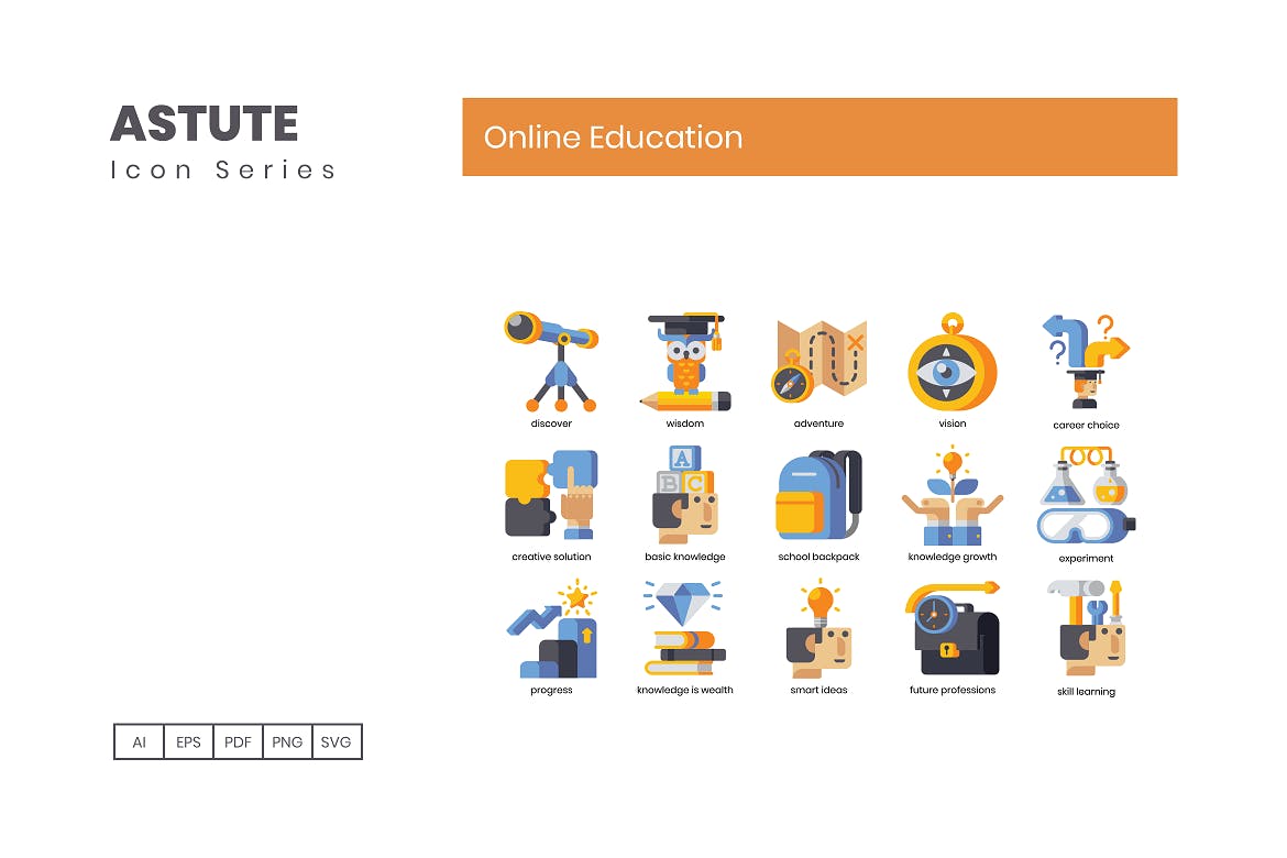 Astute系列-110枚在线教育主题矢量图标素材 110 Online Education | Astute Series插图(6)
