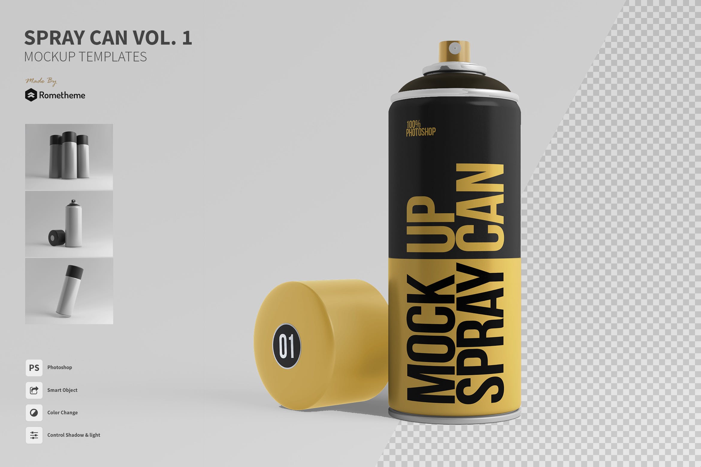 喷雾瓶外观设计样机模板v01 Spray Can Mockup Templates Vol. 01插图