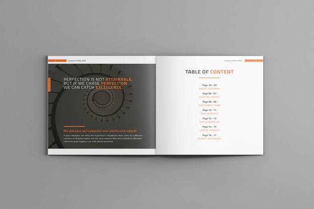 简约风格方形企业介绍手册设计模板 Square Company Profile插图(2)