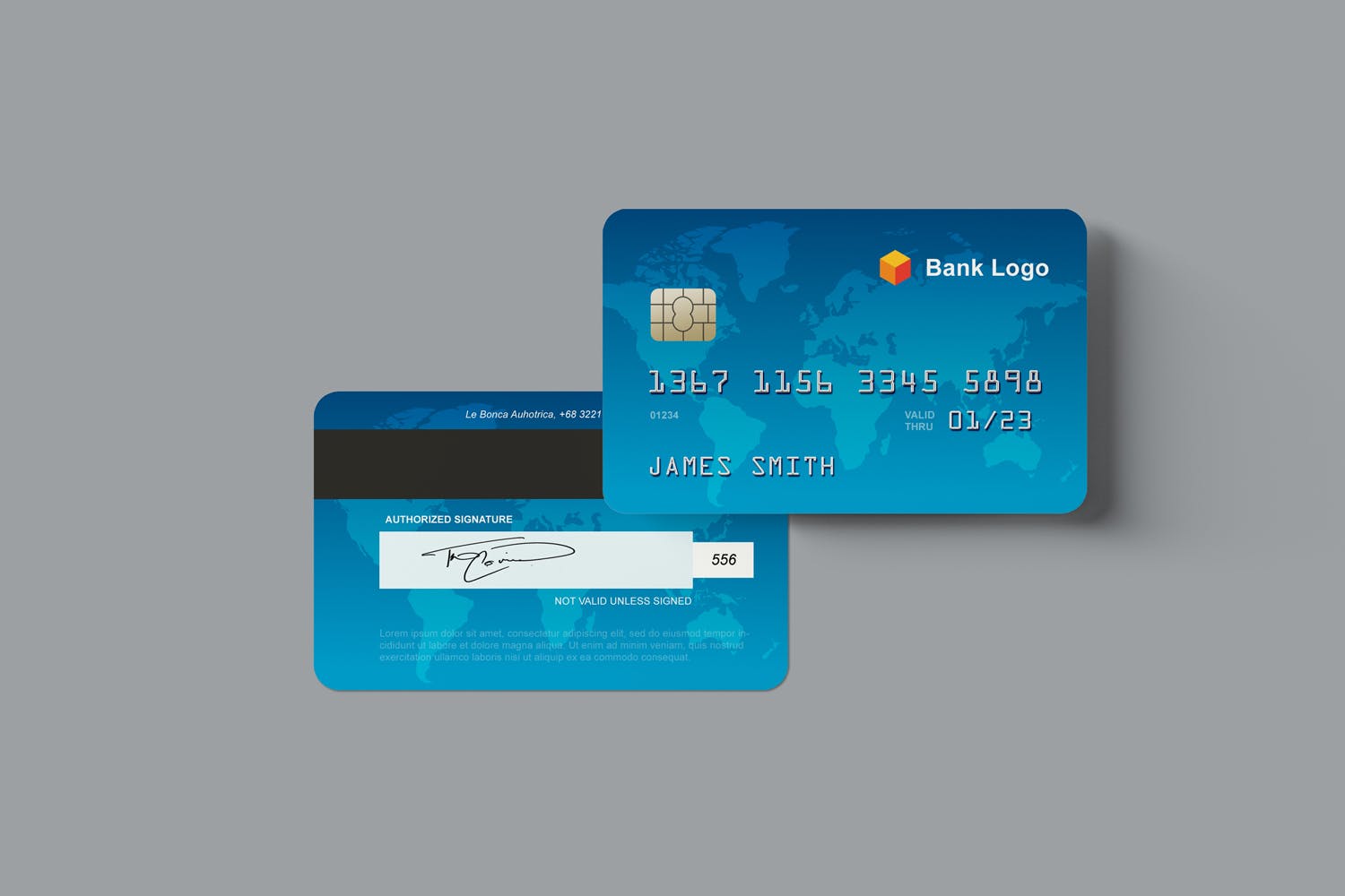 银行卡/信用卡正面设计效果图样机 Credit Card Mockups插图(3)