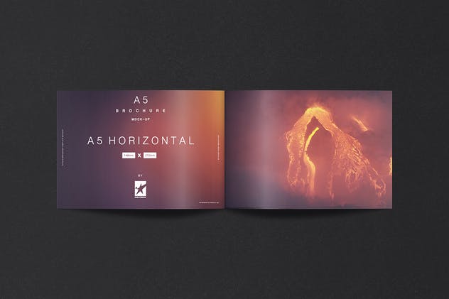 A5尺寸规格宣传册设计平铺视觉样机模板 Bi-Fold A5 Horizontal Brochure Mock-Ups Vol.1插图(14)