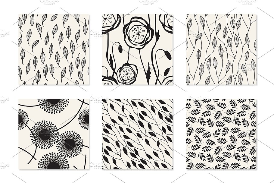 花卉图案无缝纹理 Floral Seamless Patterns Bundle插图(2)