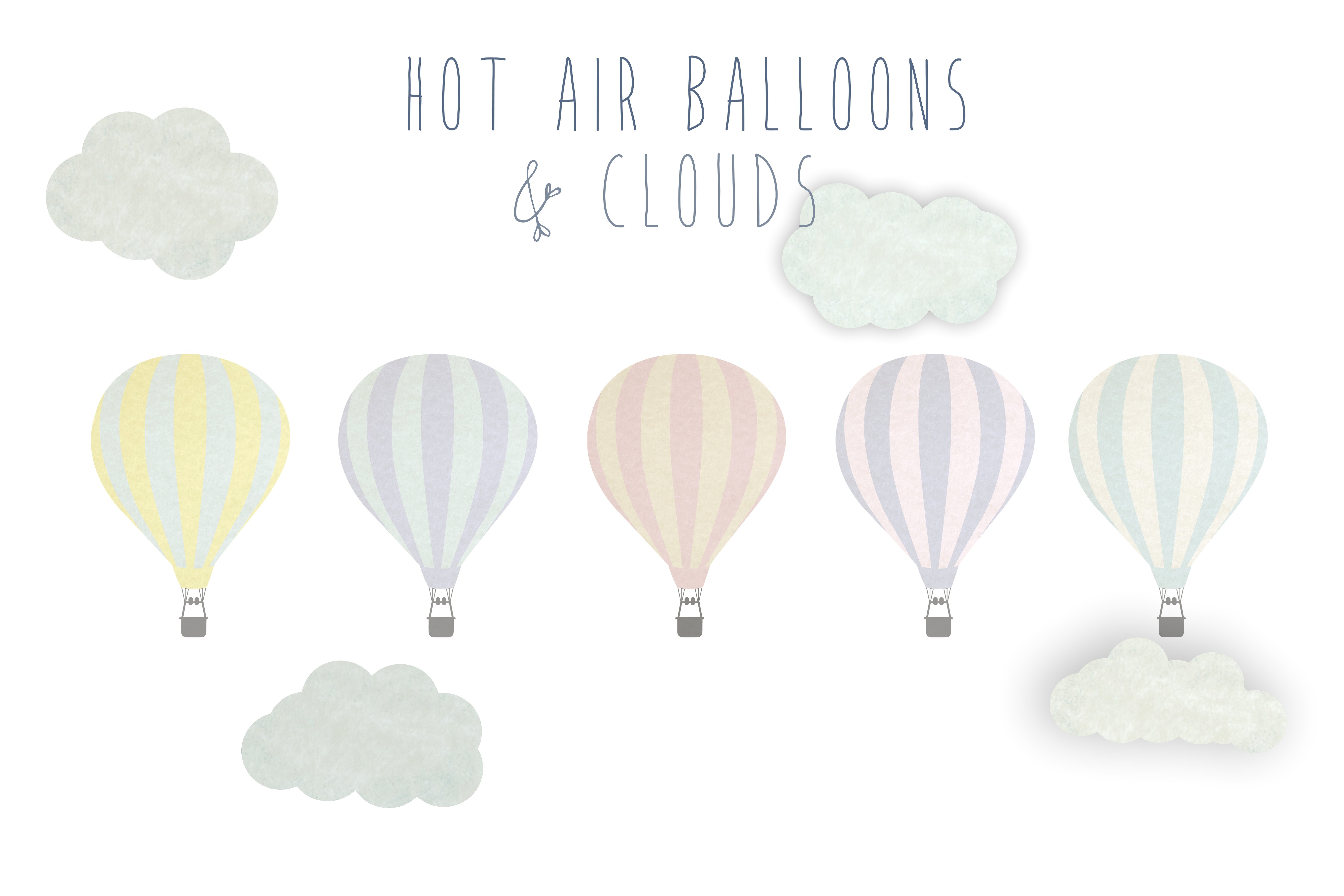 热气球剪贴画艺术 Hot air balloons clip art set 1插图