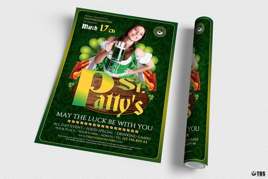 圣徒圣帕特里克日活动海报传单设计模板 Saint Patricks Day Flyer PSD V3插图(2)