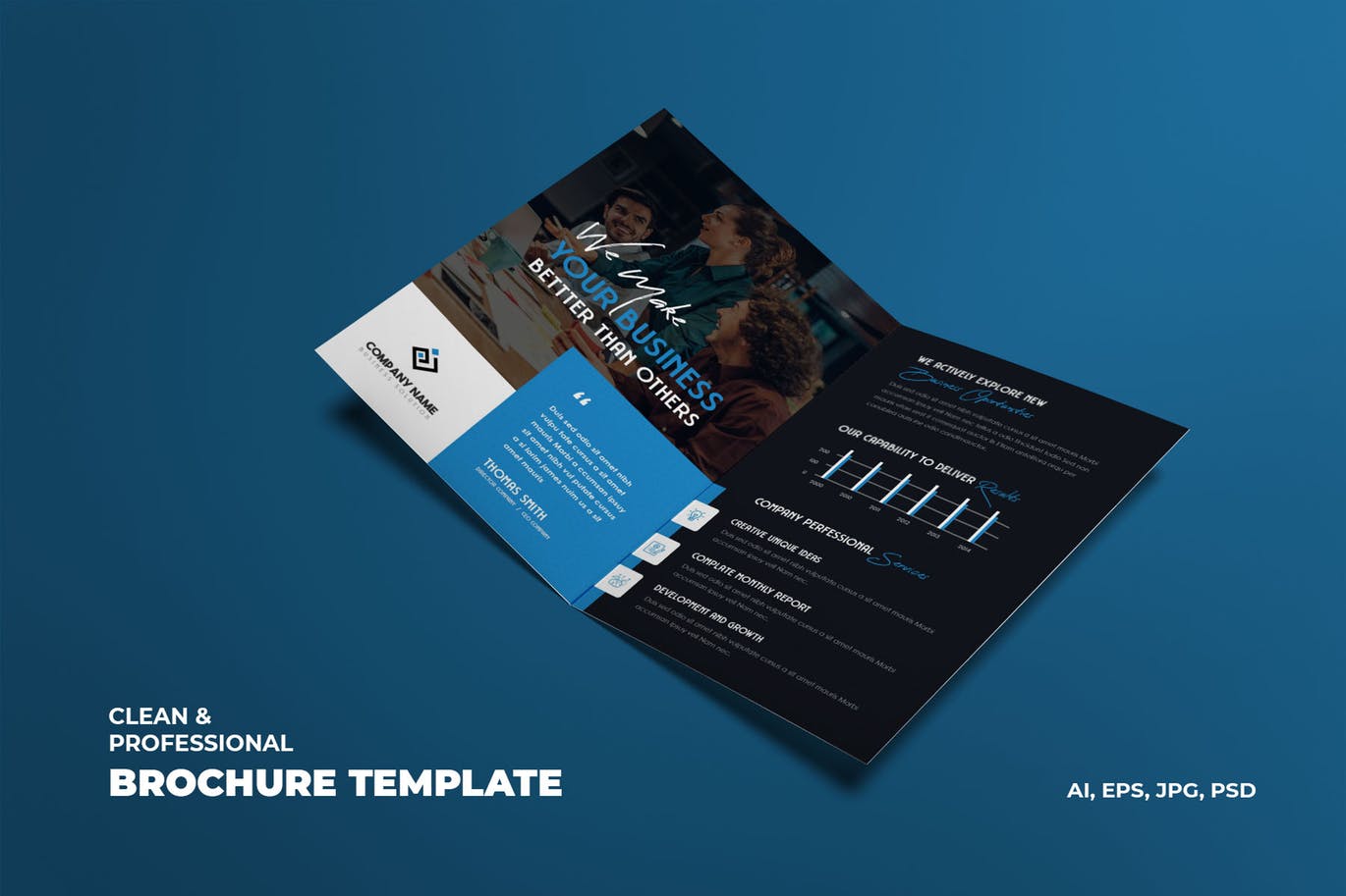 商业公司对折宣传单设计模板 Creative Business & Corporate Brochure Template插图