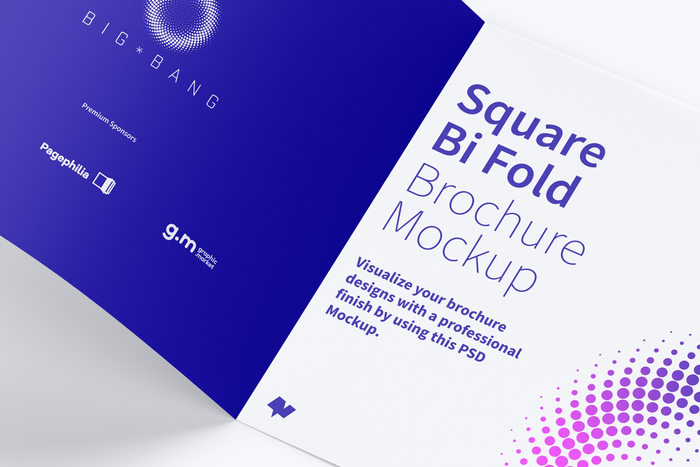 方形对折页传单/小册子设计效果预览样机02 Square Bi Fold Brochure Mockup 02插图(3)