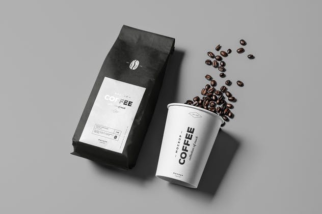 逼真的咖啡品牌包装套装样机 Coffe Mock-up插图(2)