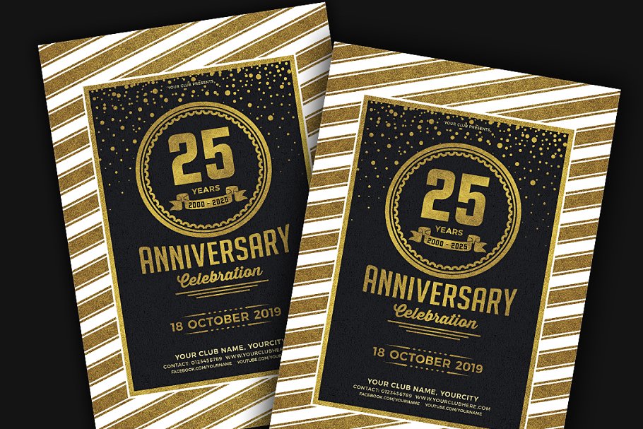 周年庆聚会活动海报设计传单模板 Anniversary Party Flyer插图(1)