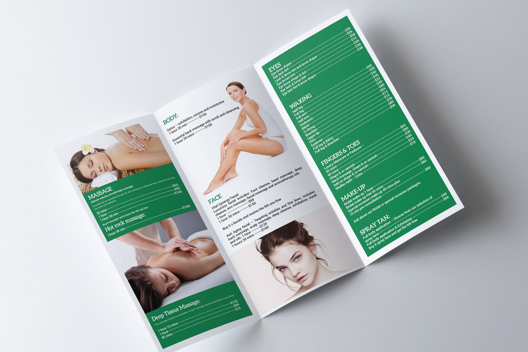SPA美容行业宣传传单模板 Spa Trifold A4 Brochure插图(2)