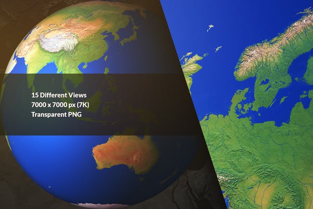高品质的3D地球渲染插画 3D Earth Render Without Clouds插图(1)