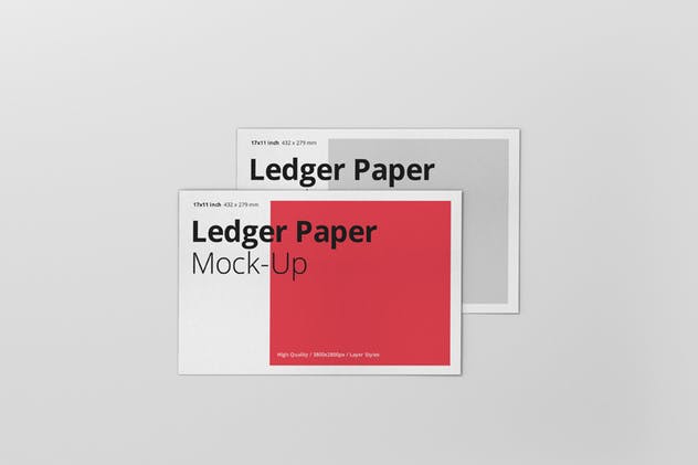 Ledger纸张印刷演示样机模板 Ledger Paper Mockup – 17×11插图(1)