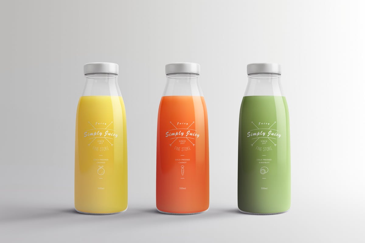 果汁瓶包装设计展示样机 Juice Bottle Packaging Mock-Ups Vol.1插图
