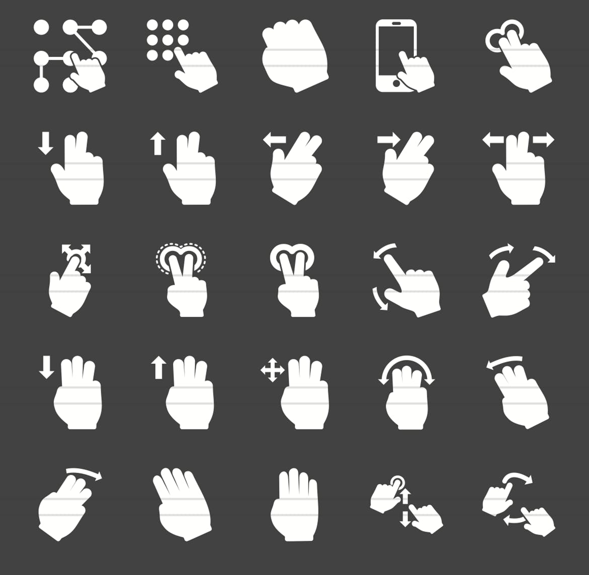 50枚触屏手势动作图标素材 50 Touch Gestures Glyph Inverted Icons插图(2)