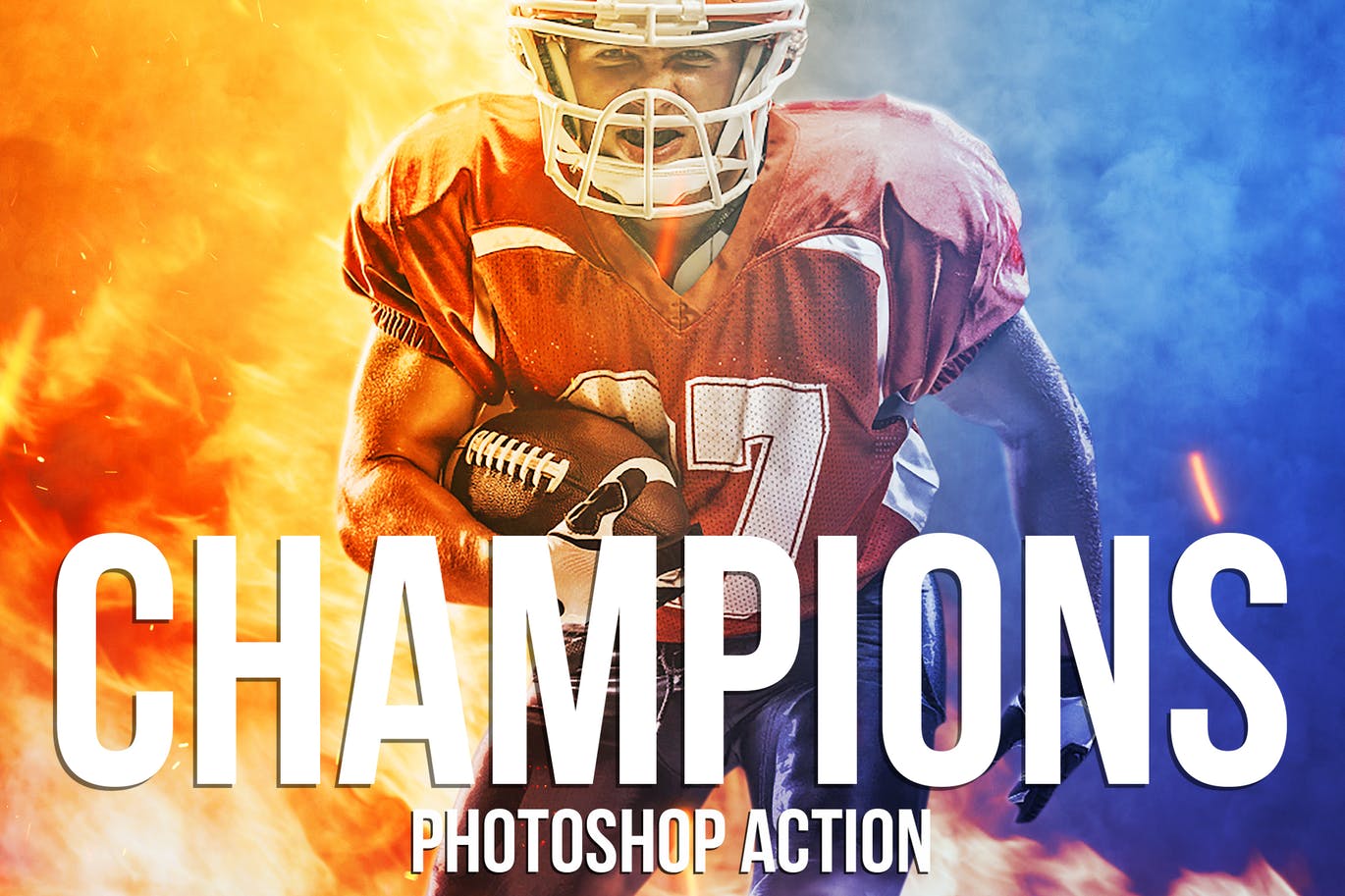 游戏运动人物摄影火焰烟雾效果PS动作 Champions Photoshop Action插图