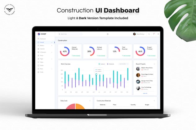 工程施工管理后台仪表盘UI套件 Construction Admin Dashboard UI Kit插图(1)