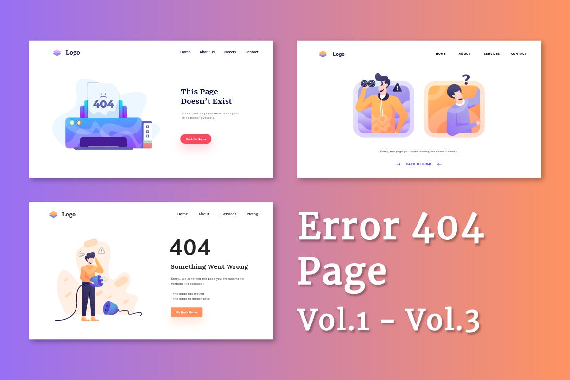 创意404网站错误页面设计PSD模板合集v1-3 Error 404 Page Vol.1 – 3插图(1)