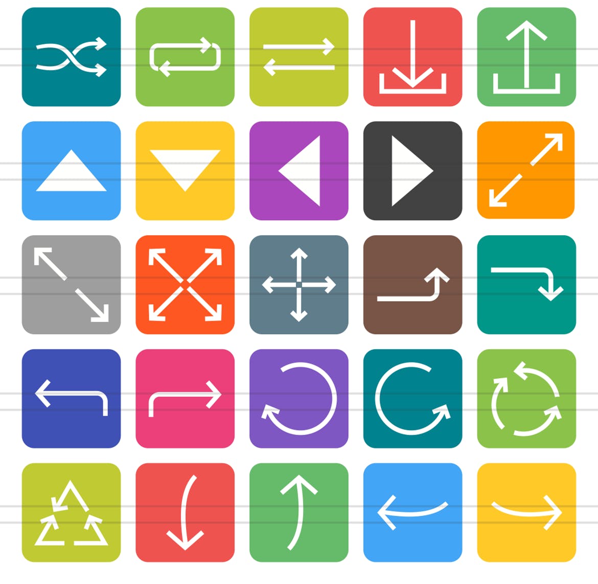 50枚箭头圆角图标素材 50 Arrows Flat Round Corner Icons插图(2)
