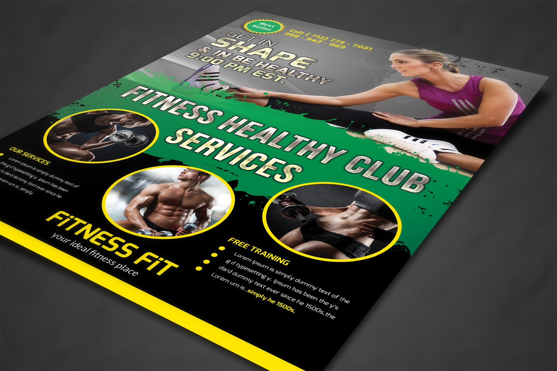 健身房俱乐部宣传传单模板 Fitness Flyer – Gym Flyer Templates插图(1)