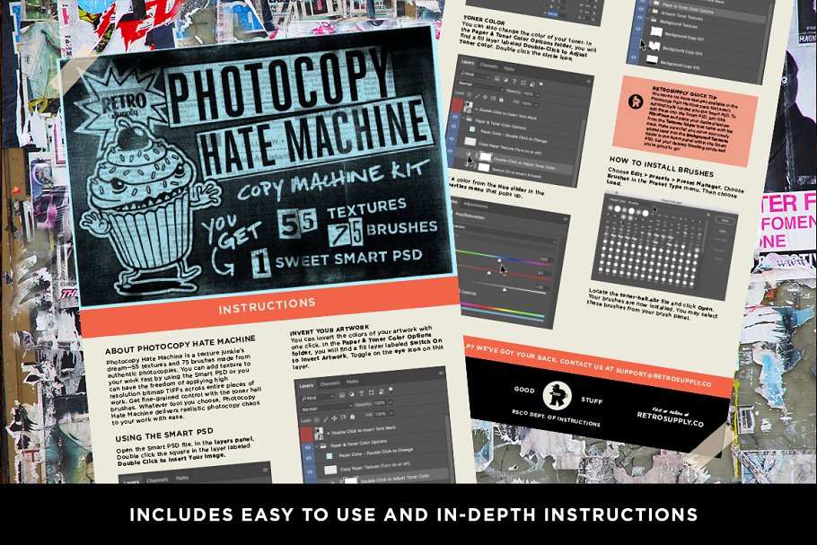 复古影印效果纹理PS笔刷 Photocopy Hate Machine | Texture Kit插图(8)