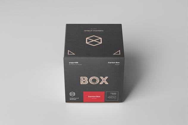 正方体纸箱包装箱样机模板 Carton Box Mockup 100x100x100插图(5)