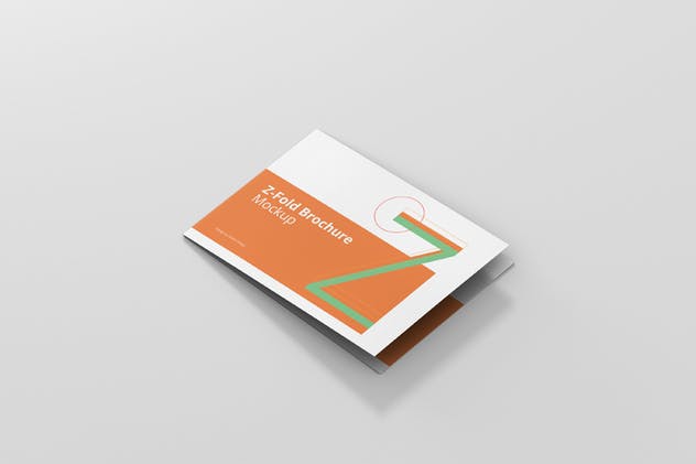 横向三折页菜单/广告册子样机模板 Z-Fold Brochure Mockup – Landscape Din A4 A5 A6插图(1)