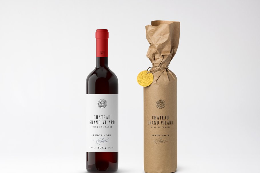 高档葡萄酒外观设计样机 Wine Packaging Mockups插图(11)