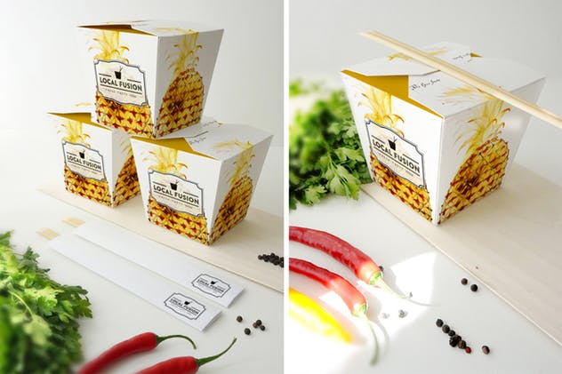 食品外卖纸盒样机模板 Food Box Mockup插图(5)